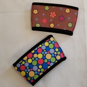 Neoprene Hot Drink Holder Coffee Cup Sleeves 2 Flowers & Polka Dots